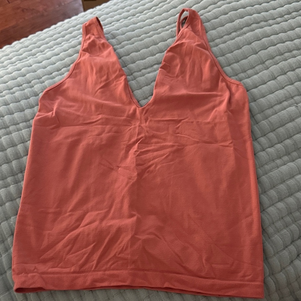 Free People Coral Deep V-Neck Tank Top